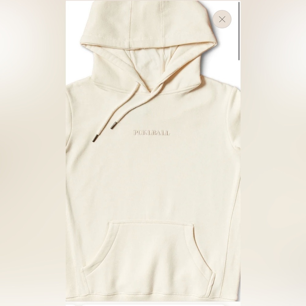 THE PICK Cream Embroidered PCKLBALL Unisex Hoodie medium NWT